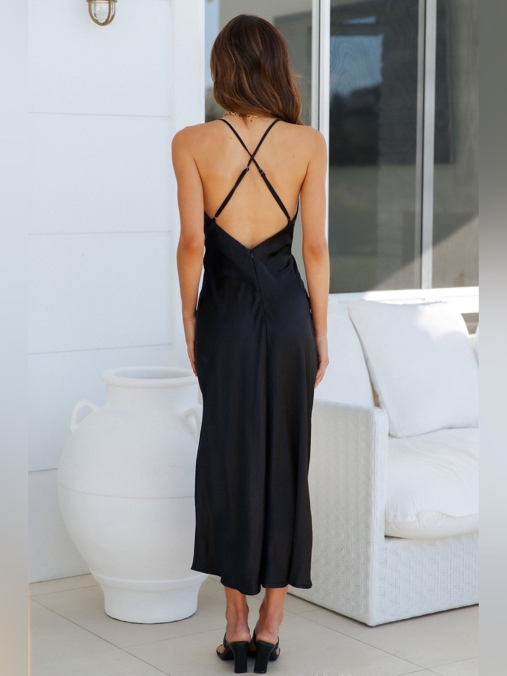 Hello Molly sleek night satin midi dress black Size Large - Picture 4 of 10